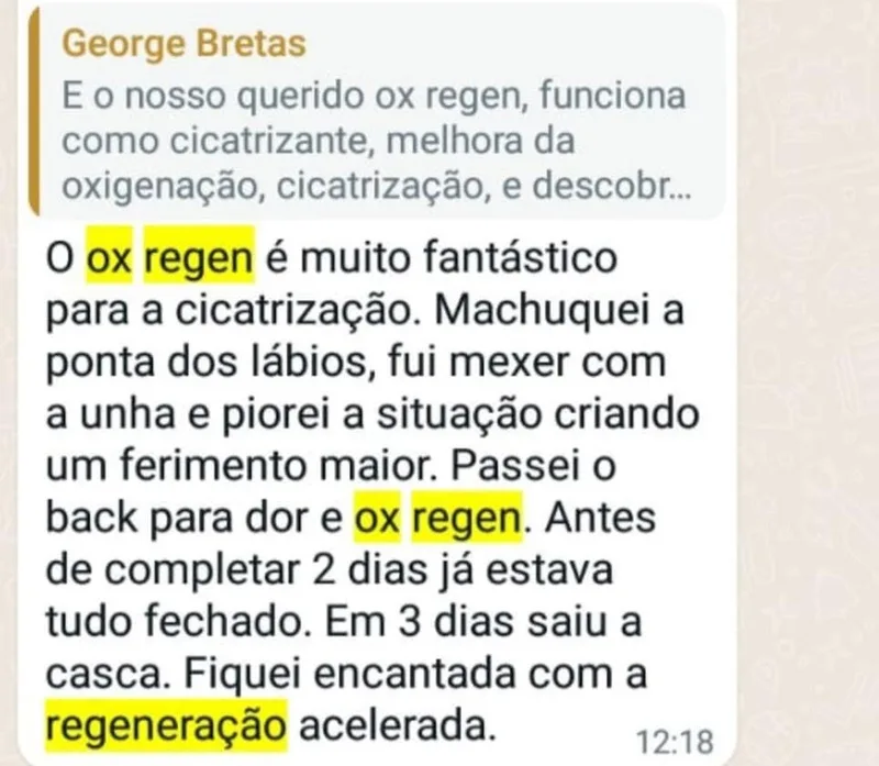 Depoimento cicatrização OX REGEN